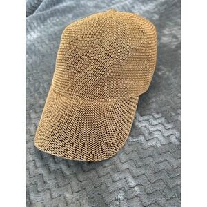 Wyeth Tan Woven Straw Baseball Cap Adjustable Paper Blend Sun Hat OS